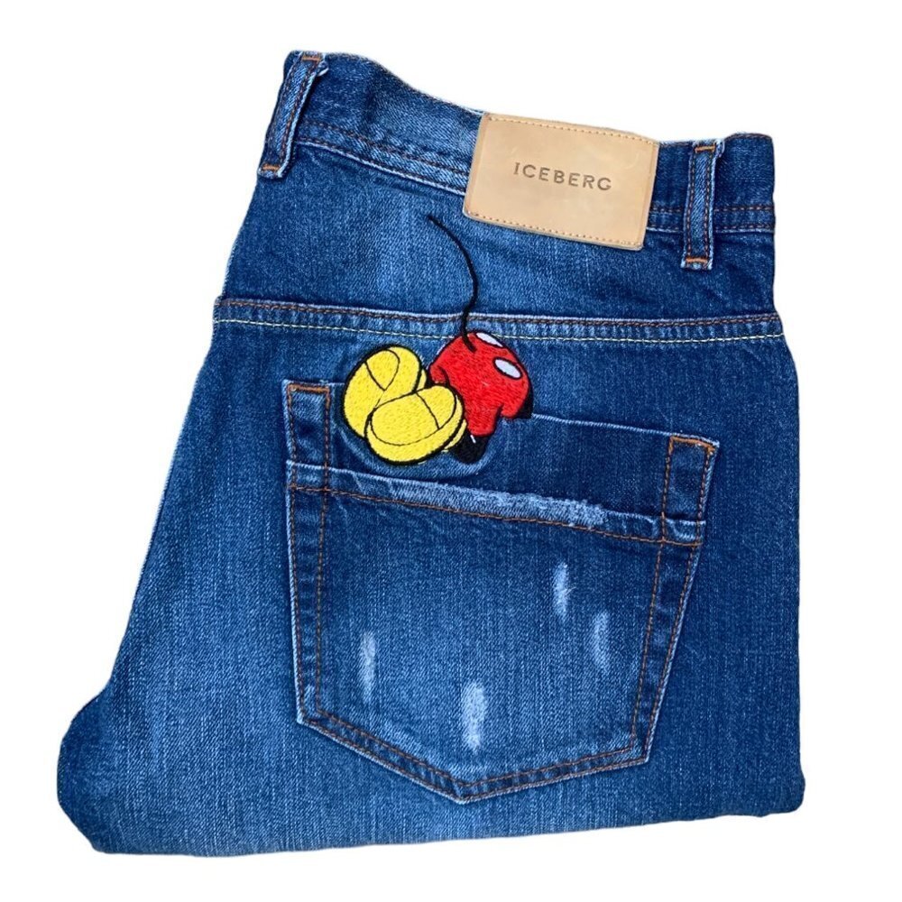 RARE Iceberg X Disney Embroidered Jeans 'Mickey Mouse 1974 to the Future Jeans'